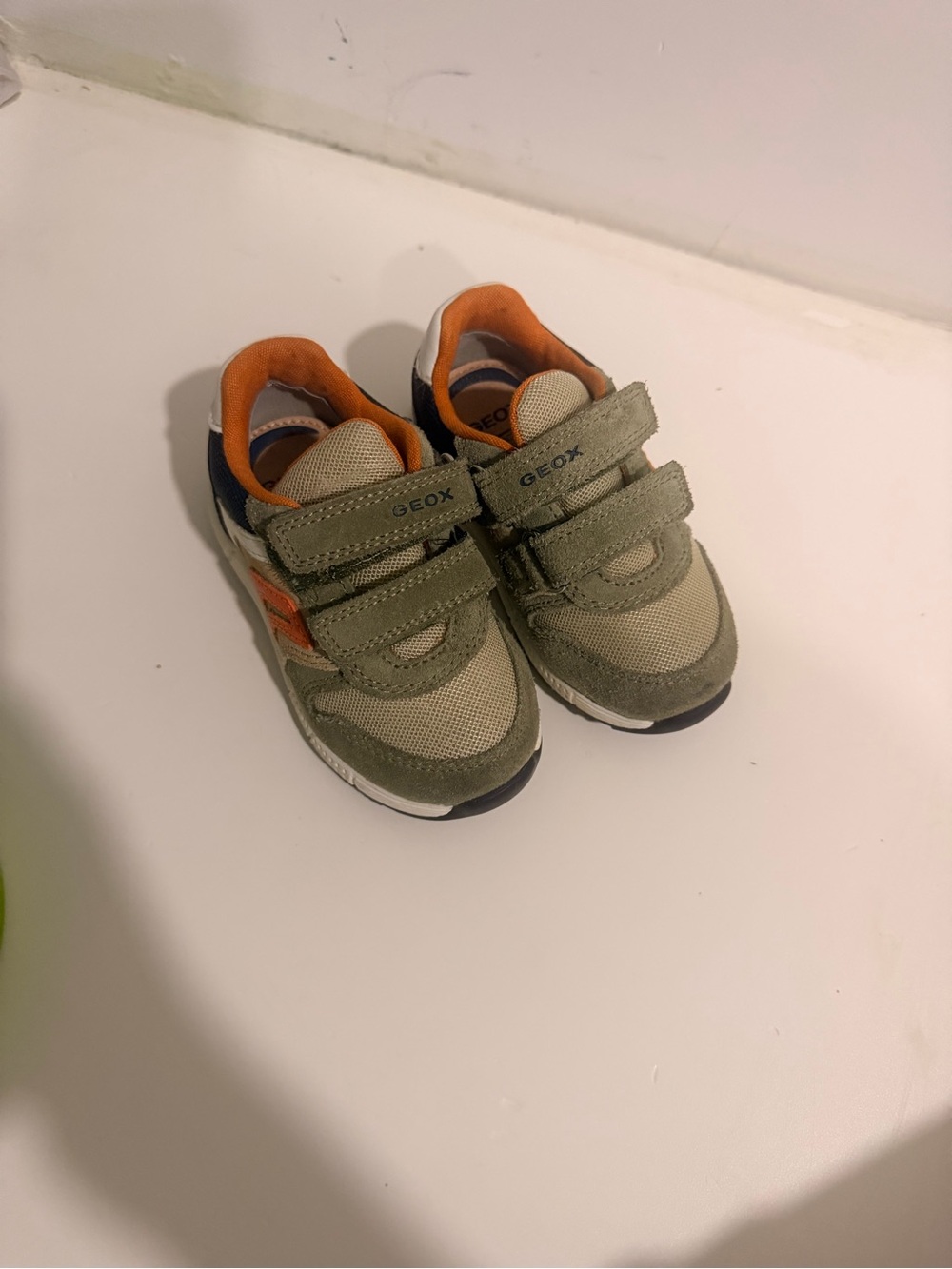Geox Kids Olive & Orange Hook-and-Loop Sneakers